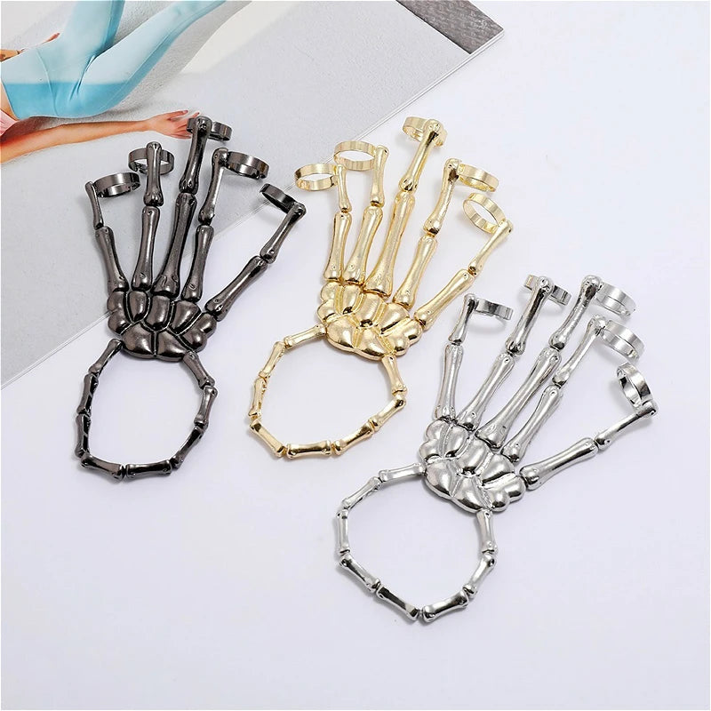 Skeleton Hand Bracelet For Women Gothic Punk Skull Elasticity Adjustable Bracelet Bangles Femme Halloween Party Accessories