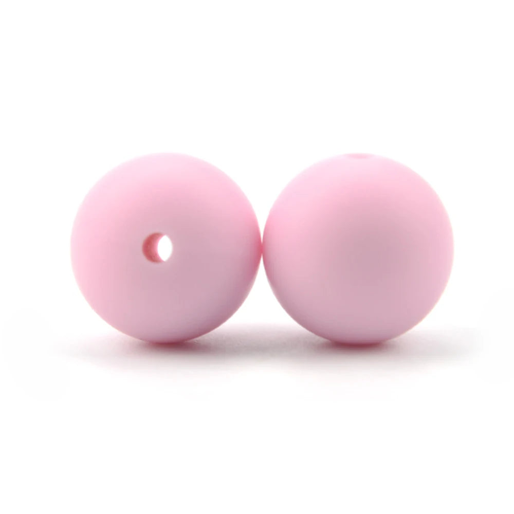 15mm 100pcs Round Silicone Beads Teether Baby Nursing Necklace Pacifier Clip Oral Care BPA Free Food Grade Colorful