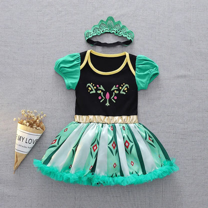 Baby Romper TUTU Dress With Headband Infant Baby Princess Girl Clothes Size 3-18M Cute Design Baby Dress Party Costumes