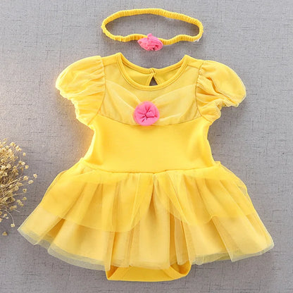 Baby Romper TUTU Dress With Headband Infant Baby Princess Girl Clothes Size 3-18M Cute Design Baby Dress Party Costumes