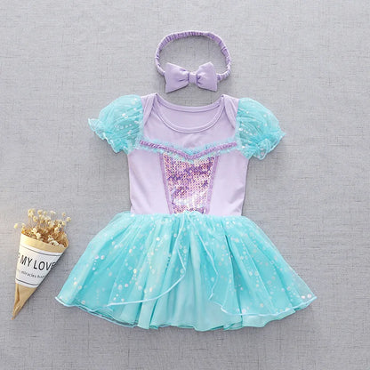 Baby Romper TUTU Dress With Headband Infant Baby Princess Girl Clothes Size 3-18M Cute Design Baby Dress Party Costumes