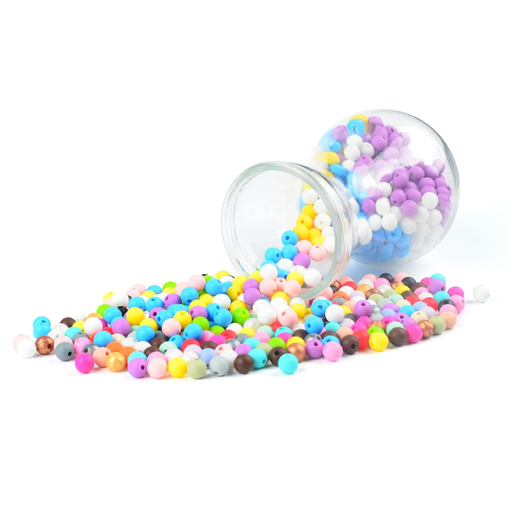 LOFCA 9mm 100pcs Silicone Teething Beads Teether Baby Nursing Necklace Pacifier Clip Oral Care BPA Free Food Grade Colorful