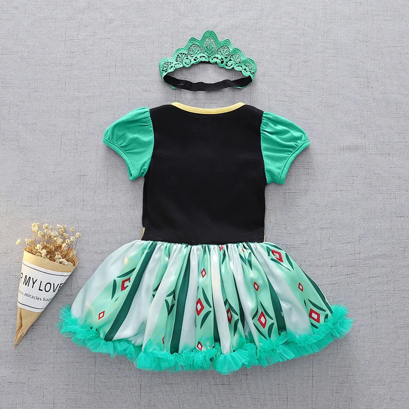 Baby Romper TUTU Dress With Headband Infant Baby Princess Girl Clothes Size 3-18M Cute Design Baby Dress Party Costumes