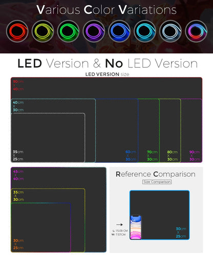 LED Light Mousepad RGB Keyboard Cover Desk-mat Colorful Surface Mouse Pad Waterproof Multi-size World Computer Gamer CS Dota