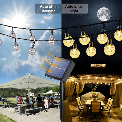 Solar String Crystal Globe Lights 60 LED 8 Lighting Modes IP65 Fairy Light Christmas Garland For Garden Party Decor 1pc/2pcs