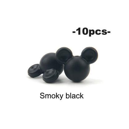 LOFCA 10pcs/lot Mouse Silicone Beads Baby Teether Toy Soft Chew Teething BPA Free DIY Charm Necklace Food Grade Jewelry