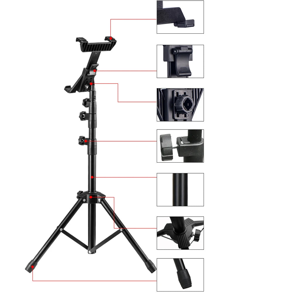 New Adjustable Tablet Tripod Floor Stand Universal Tablet Holder Mount Tablet Support Bracket for 7-11 inch Tablets Pad for Ipad