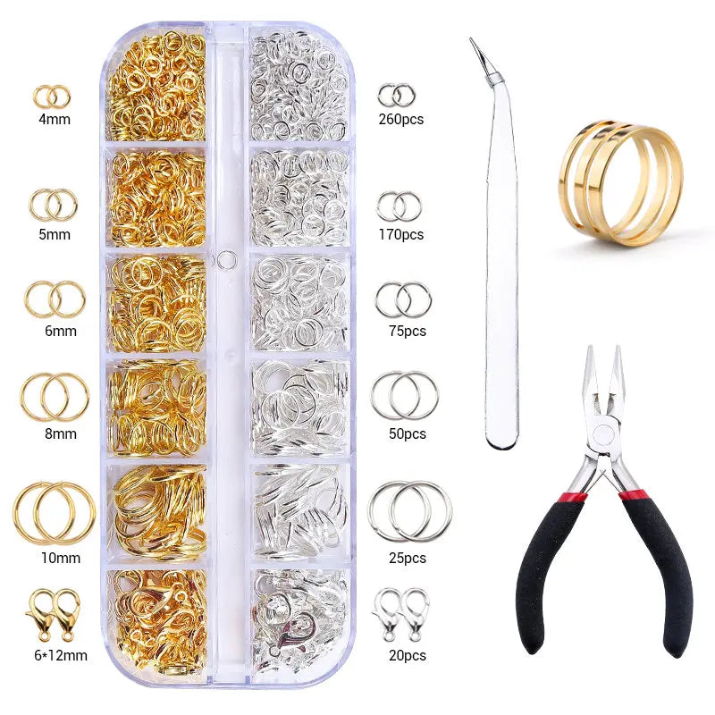 Jewelry Making Supplies Kit with Jewelry Tools Open Jump Rings Lobster Clasps Crimp Beads Earring Hooks Accessories for Jewelry