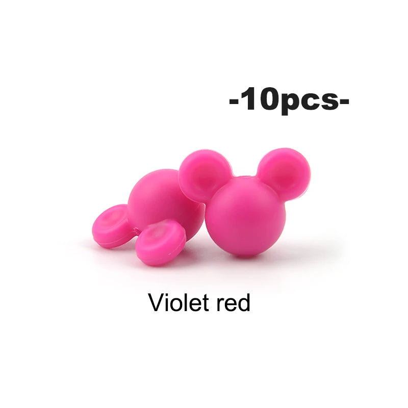 LOFCA 10pcs/lot Mouse Silicone Beads Baby Teether Toy Soft Chew Teething BPA Free DIY Charm Necklace Food Grade Jewelry