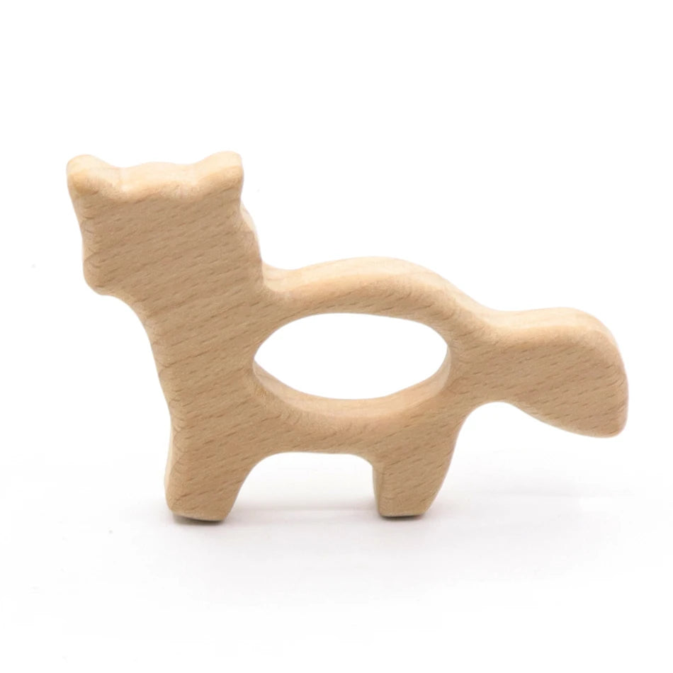 DIY Baby Gym Toys Wood Necklace Pendant Food Grade Wooden Teether Toys Tortoise Koala Whale Turtle Wooden Teething Toys