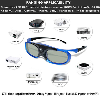 2PCS 3D Glasses Active Shutter 96-144HZ for BenQ Acer X118H P1502 X1123H H6517ABD H65108D Optoma JmGo V8 XGIMI Projector