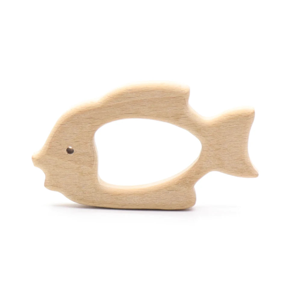 DIY Baby Gym Toys Wood Necklace Pendant Food Grade Wooden Teether Toys Tortoise Koala Whale Turtle Wooden Teething Toys