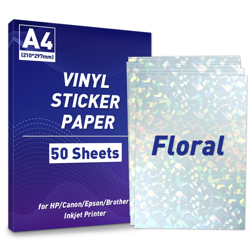 A4 Paper Sheets Adhesive Printable Label Sticker Paper Glossy for Inkjet Printer White Vinyl Label Copy Paper Gift Sticker