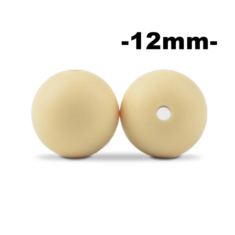 LOFCA 12mm 100pcs Silicone Beads Round Teether Baby Nursing Necklace Pacifier Clip Oral Care BPA Free Food Grade Colorful