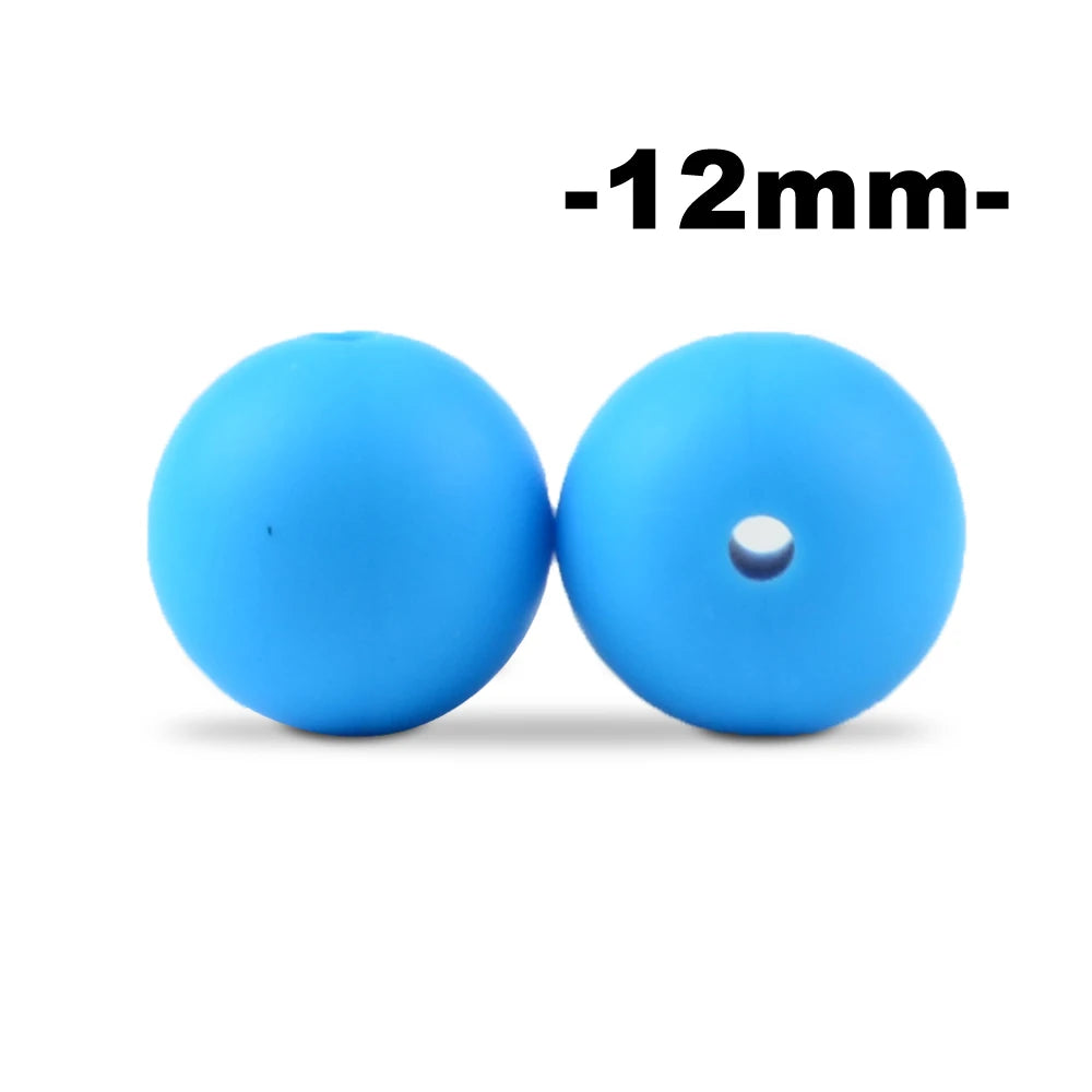 LOFCA 12mm 100pcs Silicone Beads Round Teether Baby Nursing Necklace Pacifier Clip Oral Care BPA Free Food Grade Colorful