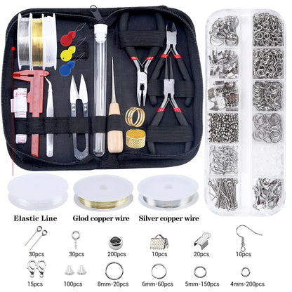 Jewelry Making Supplies Kit with Jewelry Tools Open Jump Rings Lobster Clasps Crimp Beads Earring Hooks Accessories for Jewelry