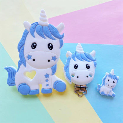 3pcs/set Silicone Cartoon Animal Figure Teether Beads and Clips Baby Teether Pacifier Chain Accessories Teething Jewelry Toys
