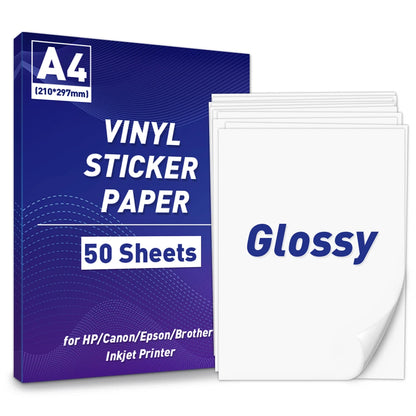 A4 Paper Sheets Adhesive Printable Label Sticker Paper Glossy for Inkjet Printer White Vinyl Label Copy Paper Gift Sticker