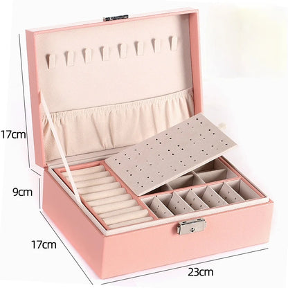 Double-layer Wooden Jewlery Box Ring Box Jewelry Boxes and Packaging with PU Leather Jewelry Storage Organizer and Makeup Case