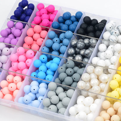 15mm 100pcs Round Silicone Beads Teether Baby Nursing Necklace Pacifier Clip Oral Care BPA Free Food Grade Colorful