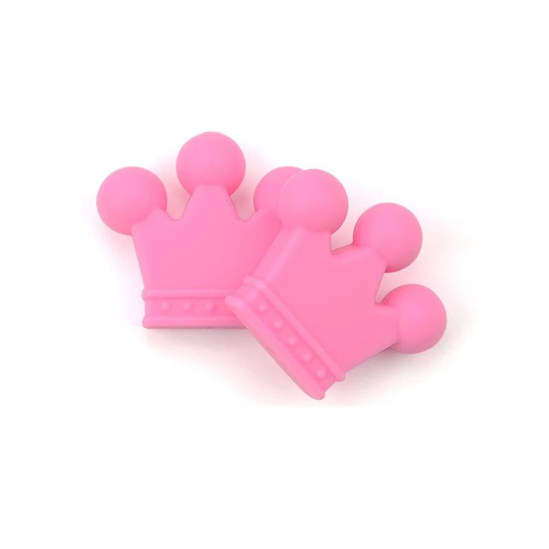 LOFCA 10pcs/lot Silicone Crown Beads BPA Free Silicon Teething Beads Baby Chew Teething Necklace DIY Pacifier Clips Accessory