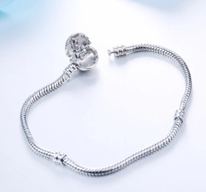 Handmade Jewelry Real 925 Sterling Silver Charm Bracelet Bangle Smooth Heart shape Bracelets for Women men DIY Jewelry 16-23cm