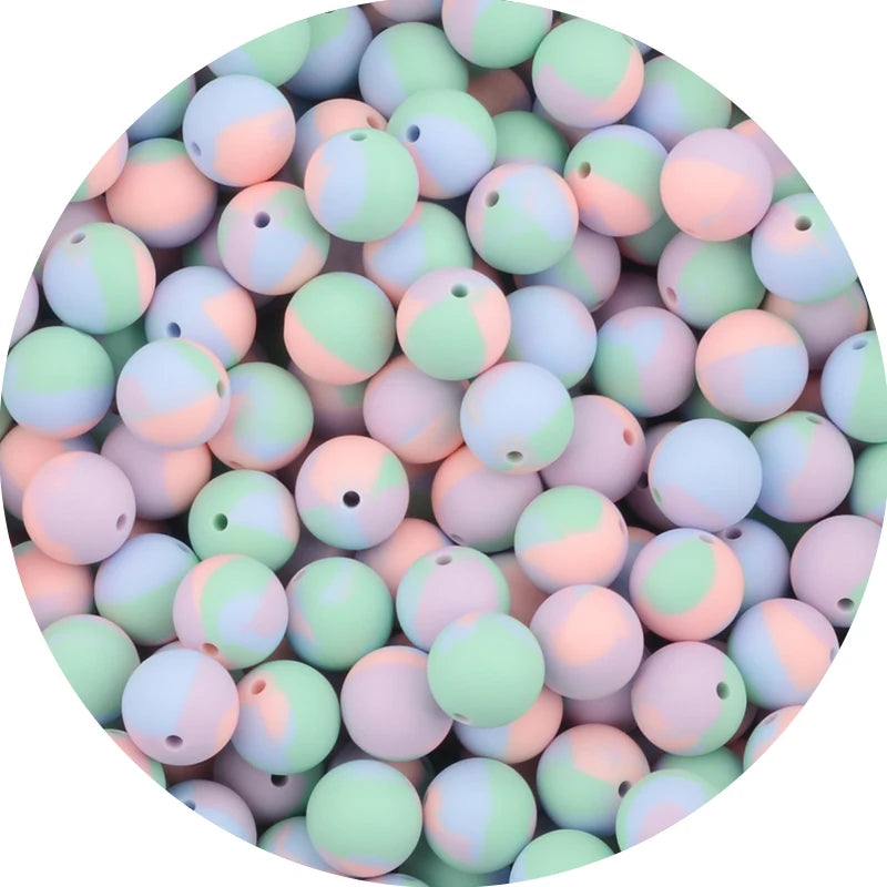 LOFCA 12mm 20pcs/lot Silicone Loose Beads Teething Beads DIY Chewable Colorful Teething For Infant Baby Teether Round