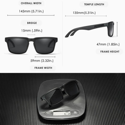 KDEAM Men's Polarized Sunglasses Square Casual Outdoors Sun Glasses Women Unisex Sunglass For Couple With Zipper Case
