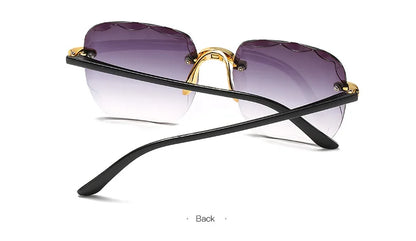 3PCS Square Rimless Sunglasses Women Luxury Brand Designer Summer Red Glasses Fashion Sun glasses For Men UV400 Shades Oculos