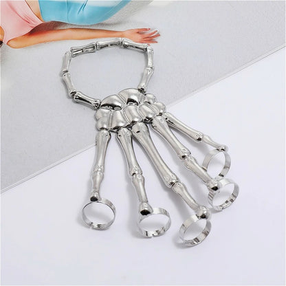 Skeleton Hand Bracelet For Women Gothic Punk Skull Elasticity Adjustable Bracelet Bangles Femme Halloween Party Accessories