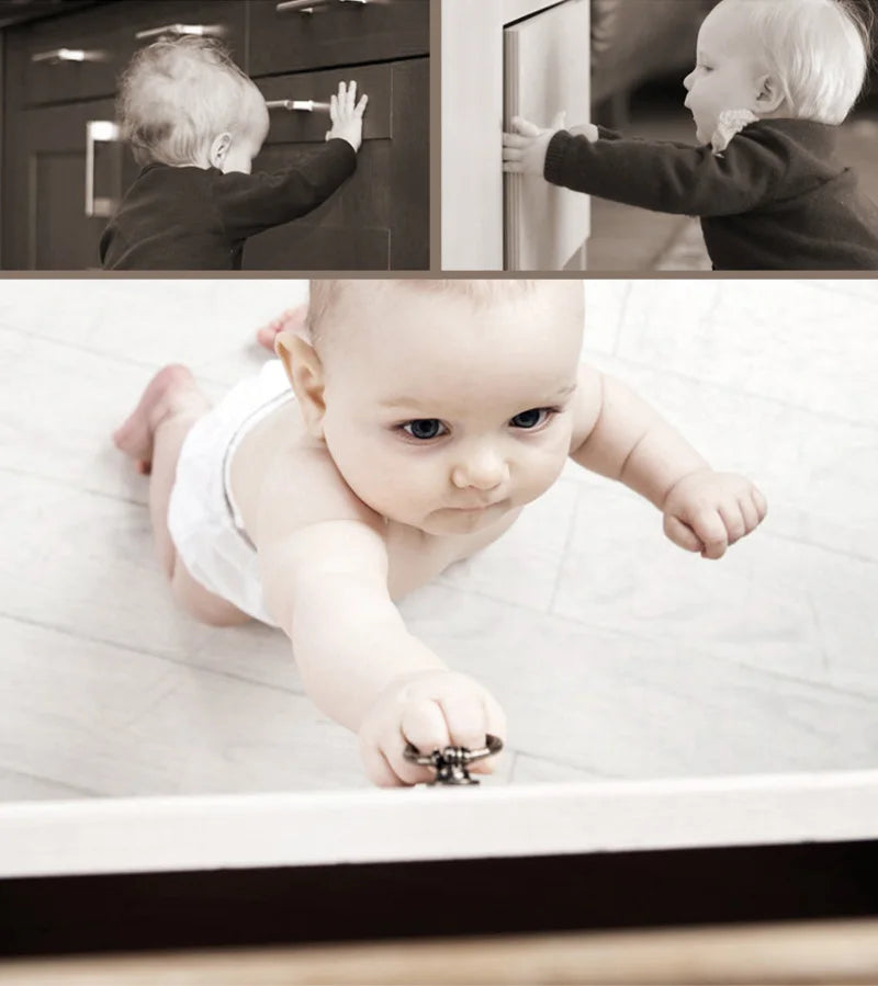 Baby Safety Drawer Lock Anti-Pinching Hand Cabinet Drawer Locks Plastic White Safety Buckle for Children Kids Protection