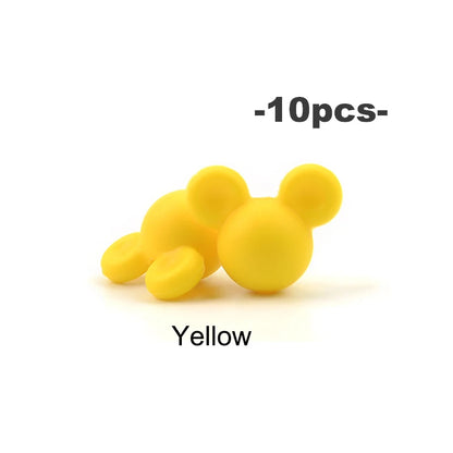 LOFCA 10pcs/lot Mouse Silicone Beads Baby Teether Toy Soft Chew Teething BPA Free DIY Charm Necklace Food Grade Jewelry