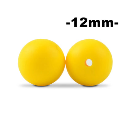 LOFCA 12mm 100pcs Silicone Beads Round Teether Baby Nursing Necklace Pacifier Clip Oral Care BPA Free Food Grade Colorful