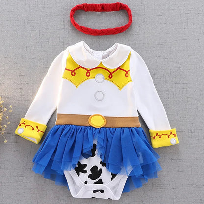 Baby Romper TUTU Dress With Headband Infant Baby Princess Girl Clothes Size 3-18M Cute Design Baby Dress Party Costumes