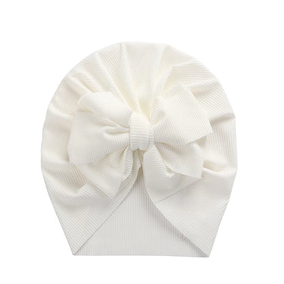 Solid Ribbed Bunny Knot Turban Hats for Baby Boys Girls Beanies Striped Thin Elastic Caps Bonnet Newborn Toddler 0-4T Headwraps