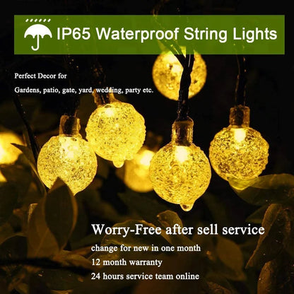 Solar String Crystal Globe Lights 60 LED 8 Lighting Modes IP65 Fairy Light Christmas Garland For Garden Party Decor 1pc/2pcs