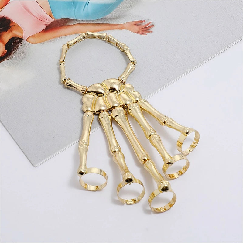 Skeleton Hand Bracelet For Women Gothic Punk Skull Elasticity Adjustable Bracelet Bangles Femme Halloween Party Accessories