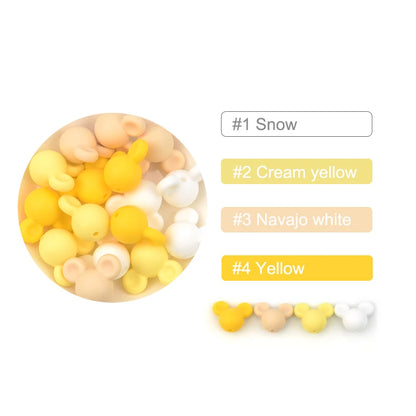 LOFCA 10pcs/lot Mouse Silicone Beads Baby Teether Toy Soft Chew Teething BPA Free DIY Charm Necklace Food Grade Jewelry