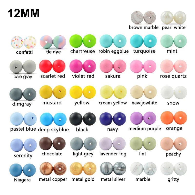 LOFCA 12mm 20pcs/lot Silicone Loose Beads Teething Beads DIY Chewable Colorful Teething For Infant Baby Teether Round