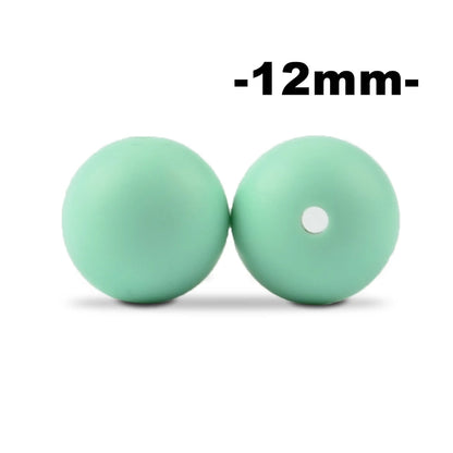 LOFCA 12mm 100pcs Silicone Beads Round Teether Baby Nursing Necklace Pacifier Clip Oral Care BPA Free Food Grade Colorful