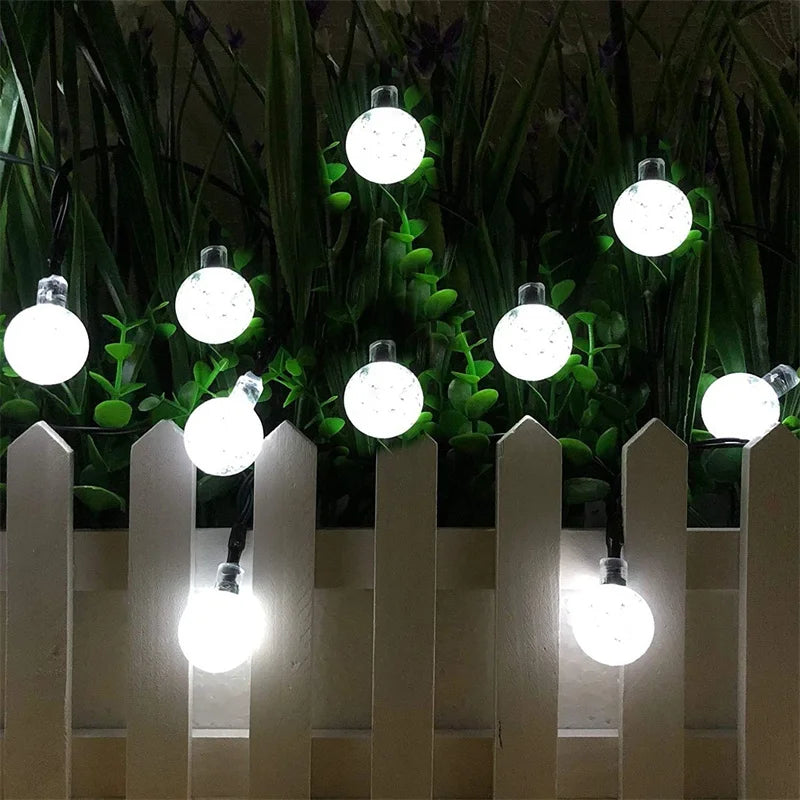 Solar String Crystal Globe Lights 60 LED 8 Lighting Modes IP65 Fairy Light Christmas Garland For Garden Party Decor 1pc/2pcs