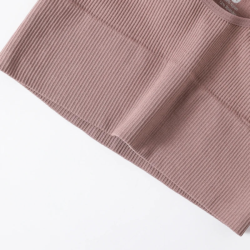 Women Seamless Ribbed Cropped Tank Top High Elastic Sleeveless Top Sexy Lingerie Sports Underwear O-neck Bra Daily Camisole M-XL