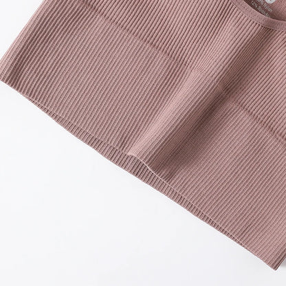 Women Seamless Ribbed Cropped Tank Top High Elastic Sleeveless Top Sexy Lingerie Sports Underwear O-neck Bra Daily Camisole M-XL