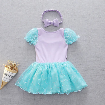 Baby Romper TUTU Dress With Headband Infant Baby Princess Girl Clothes Size 3-18M Cute Design Baby Dress Party Costumes