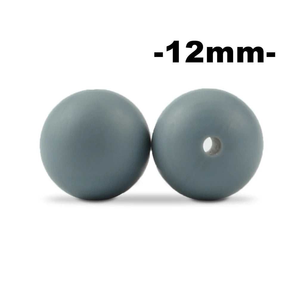 LOFCA 12mm 100pcs Silicone Beads Round Teether Baby Nursing Necklace Pacifier Clip Oral Care BPA Free Food Grade Colorful