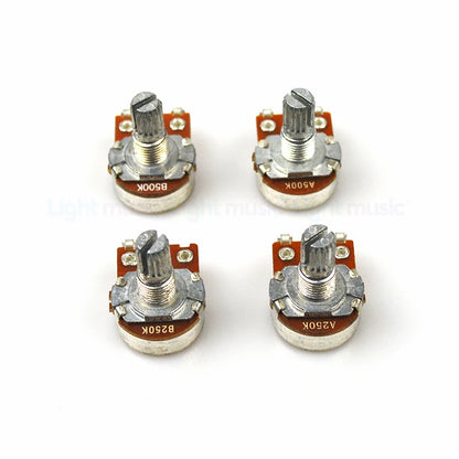 2pcs A500K B500K A250K B250K Potentiometer Splined Small Pot Electric Guitar Bass Effect Amp Tone Volume 15mm 18mm Shaft Parts