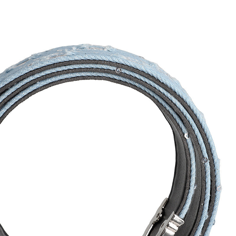 Women's Retro Casual Trend Rhinestone Buckle Belt, Street Ripped Denim Style Punk Rock Versatile Fashion Accessory，For Men Women