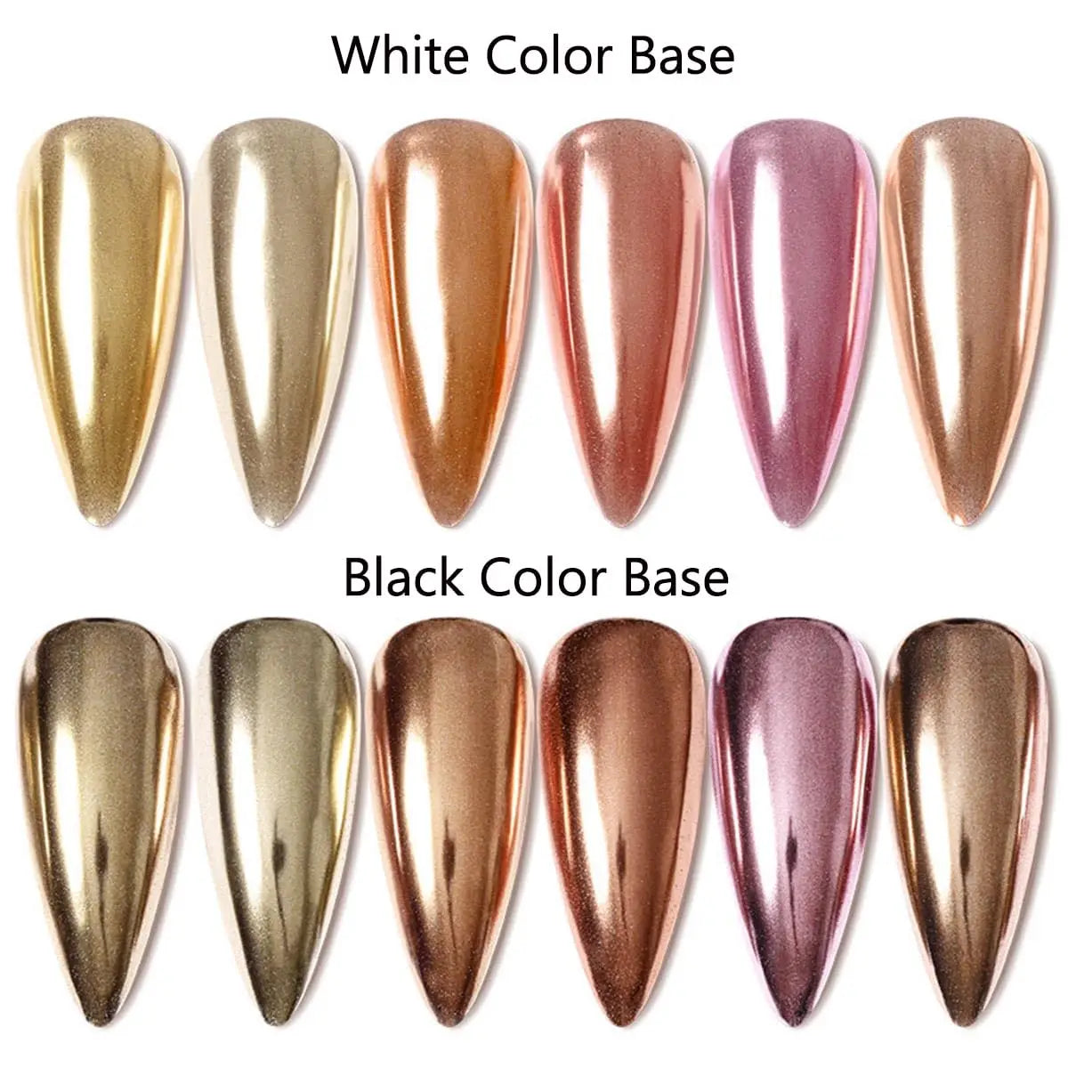 6Colors/Set Metallic Mirror Chrome Nail Powder Holographic Chameleon Glitters Manicure Dust Rose Gold Champagne DIY Nail Powder