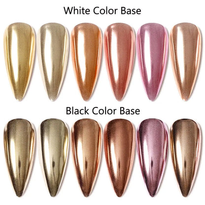 6Colors/Set Metallic Mirror Chrome Nail Powder Holographic Chameleon Glitters Manicure Dust Rose Gold Champagne DIY Nail Powder