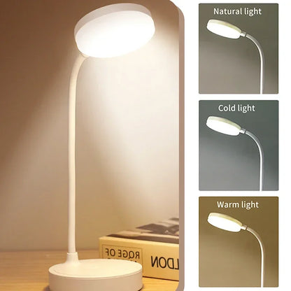 Flexible LED Desk Lamp with 3-Level Dimmer, USB Powered, Eye-Caring, Warm, White Light, Perfect for Home, Office, Reading, Study
